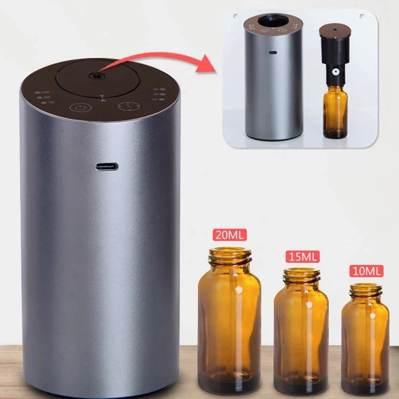 Wireless Car Aroma Diffuser with 20ml Empty Essential Oil Bottle Rechargeable Fragrance Diffuser Electric Smell for Home Bedroom